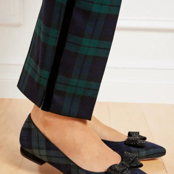 NWT TALBOTS HAMPSHIRE ANKLE PANTS WITH VELVET  BLACK WATCH PLAID - Picture 3 of 5